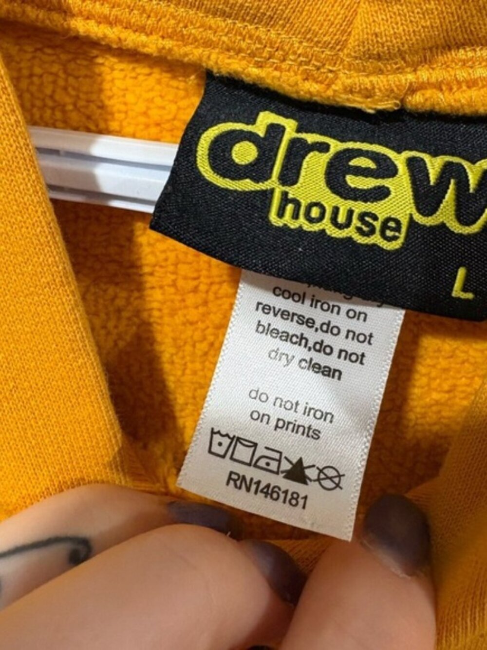 Justin Bieber Streetwear Drew House Mascot Hoodie Yellow Size Large - Picture 5 of 13